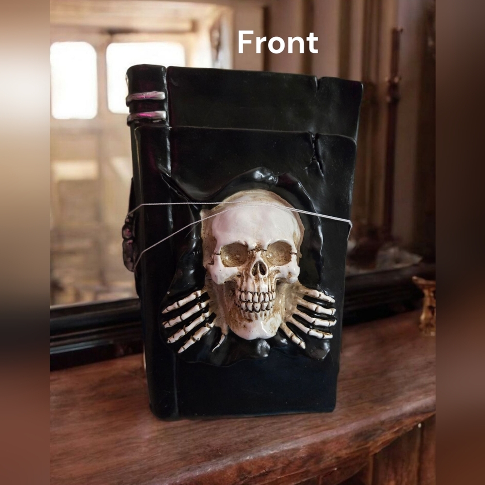 Gothic Halloween Skull Skeleton Bugs Book Stack Decoration